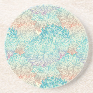 Posavasos De Arenisca Modelo floral multicolor del Doodle
