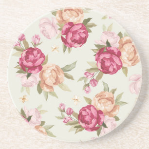 Posavasos De Arenisca Modelo hermoso del peony del color en verde