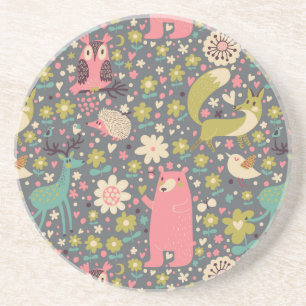 Posavasos De Arenisca Modelo lindo de los animales del bosque