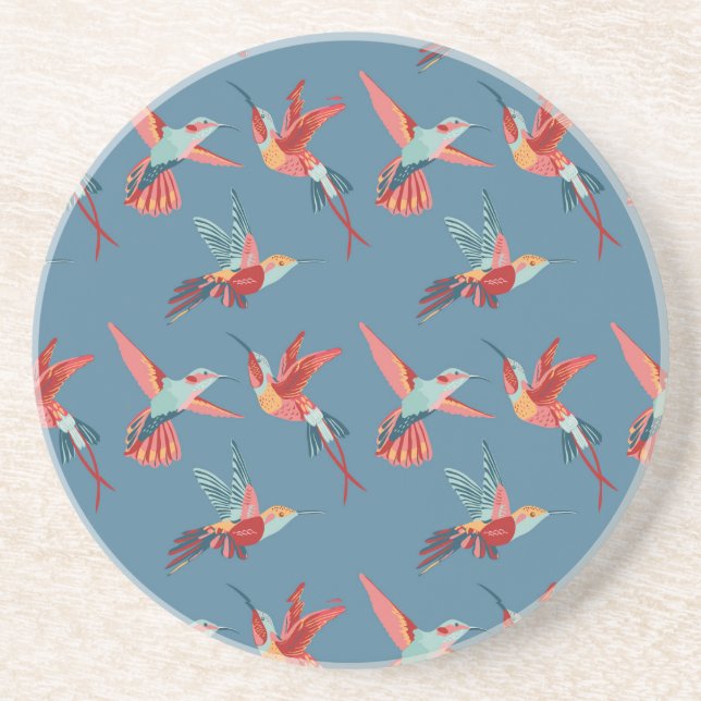 Posavasos De Arenisca Modelo retro del colibrí (Frente)