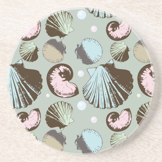 Posavasos De Arenisca Modelo retro del Seashell (Frente)