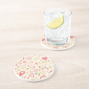 Posavasos De Arenisca Modelo romántico con los corazones y los labios