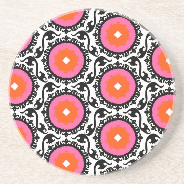 Posavasos De Arenisca Modelo rosado de Suzani (Frente)