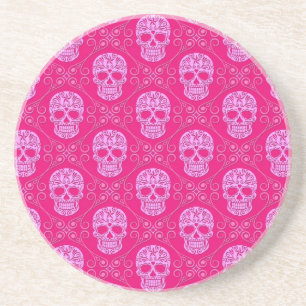 Posavasos De Arenisca Modelo rosado del cráneo del azúcar