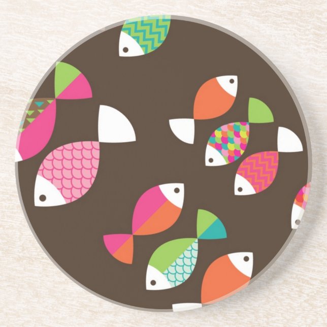 Posavasos De Arenisca Modelo subacuático 2 de los pescados retros (Frente)