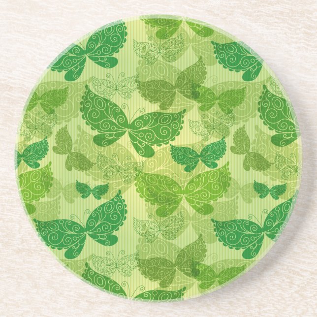 Posavasos De Arenisca Modelo verde de la primavera (Frente)