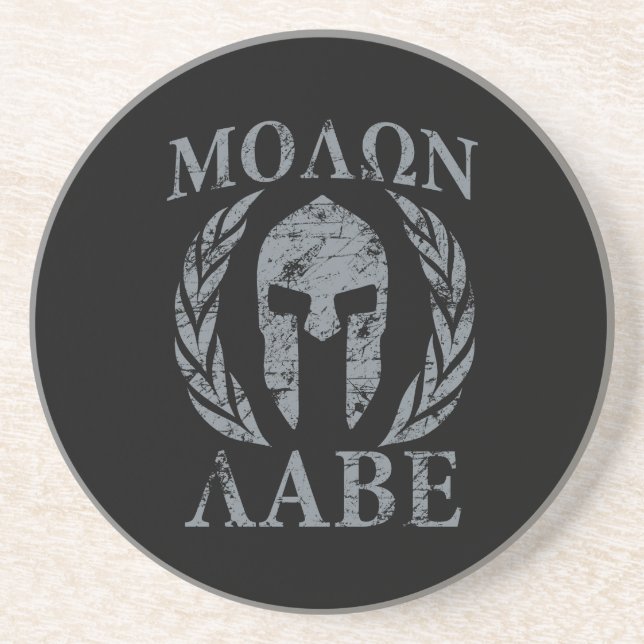 Posavasos De Arenisca Molon Labe Grunge Spartan Armor (Frente)