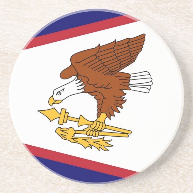 Posavasos De Arenisca Monasterio con bandera de Samoa Americana, Estados (Frente)