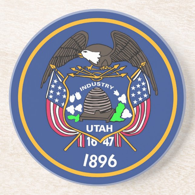 Posavasos De Arenisca Monasterio con bandera del Estado de Utah, Estados (Frente)