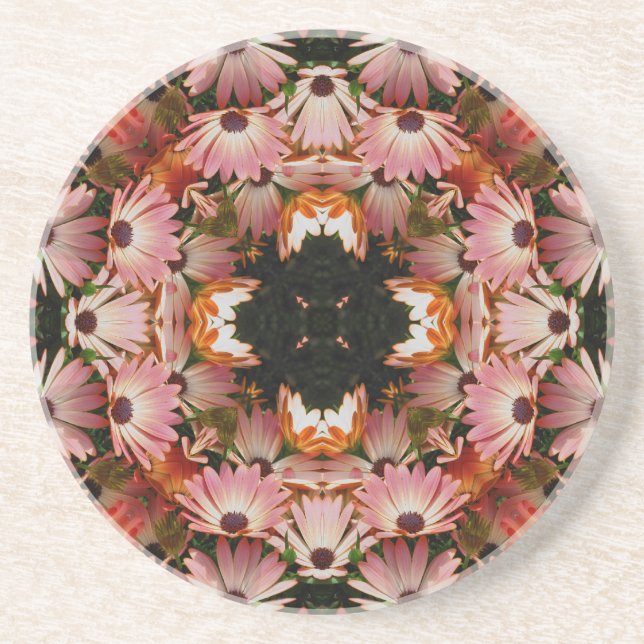 Posavasos De Arenisca Monasterio floral de Daisy Kaleidoscope de África (Frente)