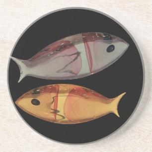 Posavasos De Arenisca Monasterio veneciano de pescado de vidrio de Muran