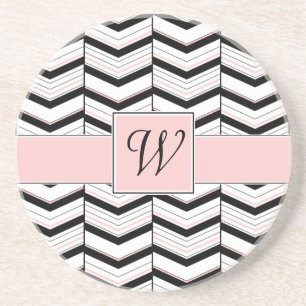 Posavasos De Arenisca Monastre de piedra arenisca de chevron blanco negr