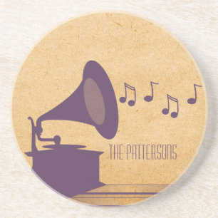 Posavasos De Arenisca Monastre Gramófona Púrpura Vintage