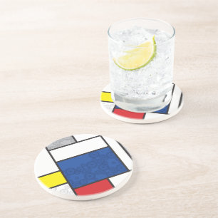 Posavasos De Arenisca Mondrian Retro Círculos Minimalistas De Stijl Mod