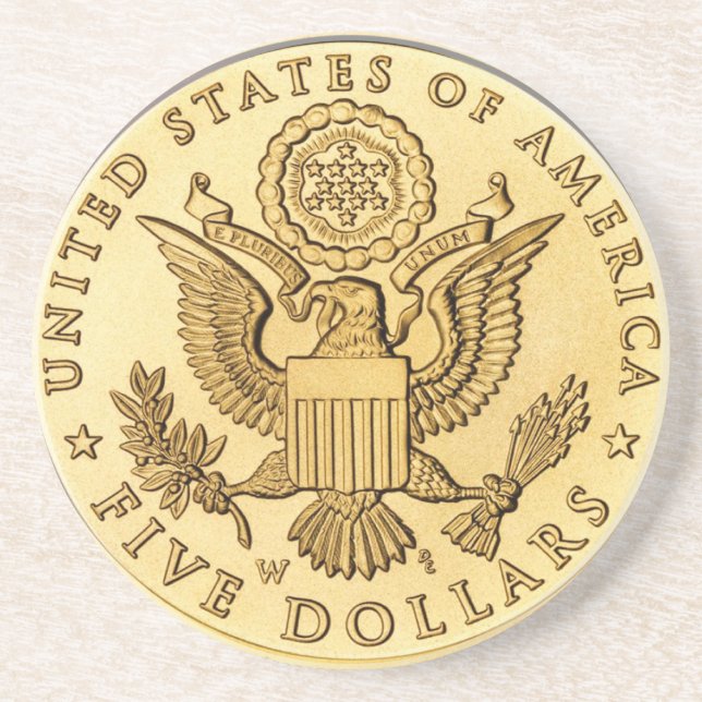 Posavasos De Arenisca Moneda de oro (Frente)