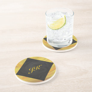 Posavasos De Arenisca Monograma de piña y negro
