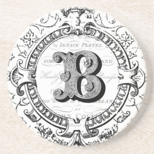 Posavasos De Arenisca Monograma moderno francés vintage B