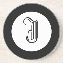 Posavasos De Arenisca Monograma negro y blanco