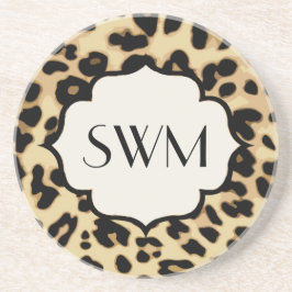 Posavasos De Arenisca Monogramado de impresión Sassy Leopard