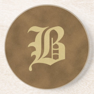 Posavasos De Arenisca Monogramo pardo de la montaña rusa de arenisca - B