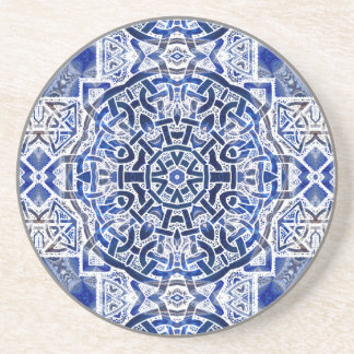 Posavasos De Arenisca Monstruo A30b de diseño kaleidoscópico celta
