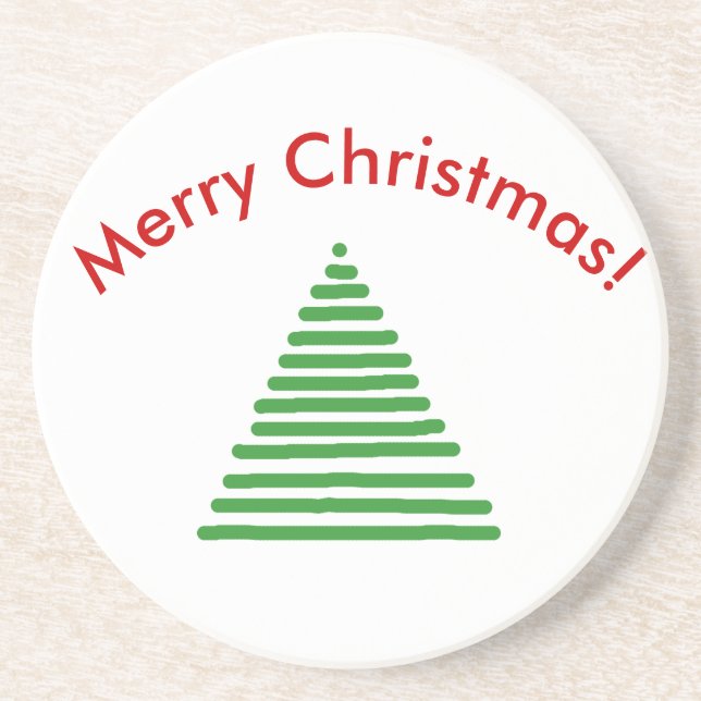 Posavasos De Arenisca Monstruo - Árbol estilizado con texto curvo (Frente)