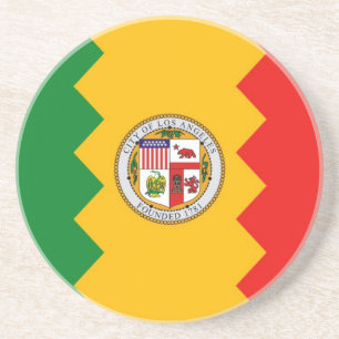 Posavasos De Arenisca Monstruo con bandera de Los Ángeles, California, E
