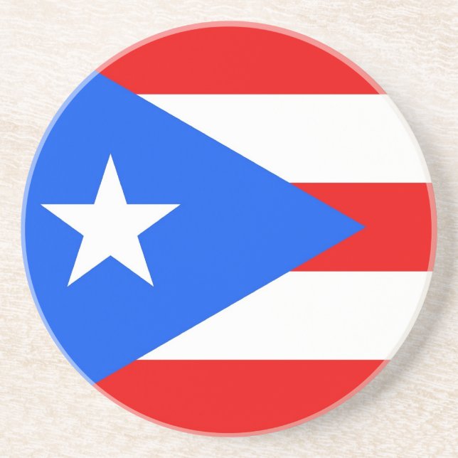 Posavasos De Arenisca Monstruo con bandera de Puerto Rico, Estados Unido (Frente)