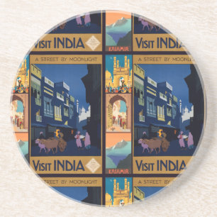 Posavasos De Arenisca Monstruo de afiches de viaje de India