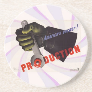 Posavasos De Arenisca Monstruo de afiches vintage de la Segunda Guerra M