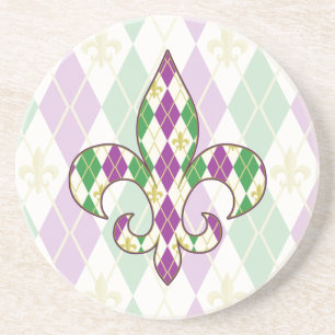 Posavasos De Arenisca Monstruo de arena Mardi Gras Argyle