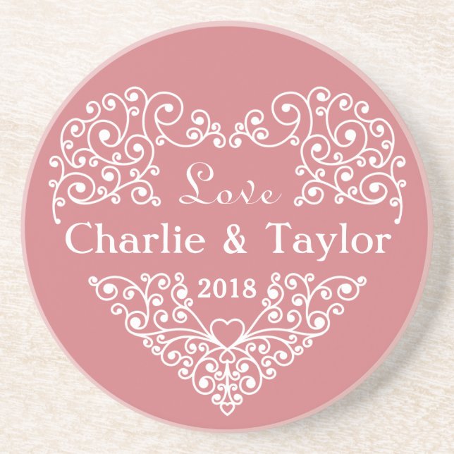 Posavasos De Arenisca Monstruo de arenisca de personalizado del corazón  (Frente)