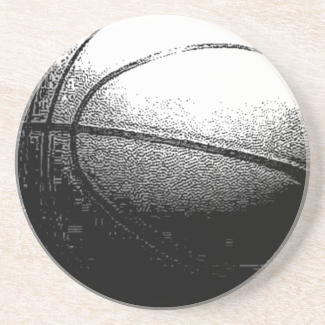 Posavasos De Arenisca Monstruo de arte de baloncesto blanco negro (Frente)
