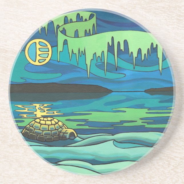 Posavasos De Arenisca Monstruo de arte nativo de las primeras naciones (Frente)