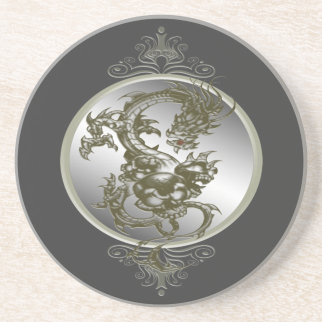 Posavasos De Arenisca Monstruo de dragón de acero (Frente)