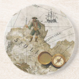 Posavasos De Arenisca Monstruo de mapa pirata