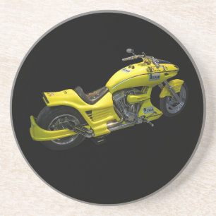 Posavasos De Arenisca Monstruo de motocicleta amarillo