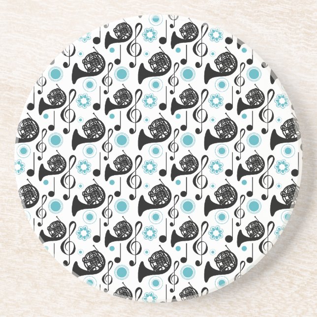 Posavasos De Arenisca Monstruo de notas del Cuerno de Francia (Frente)