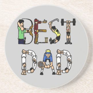 Posavasos De Arenisca Monstruo de texto para deportes de mejor papá