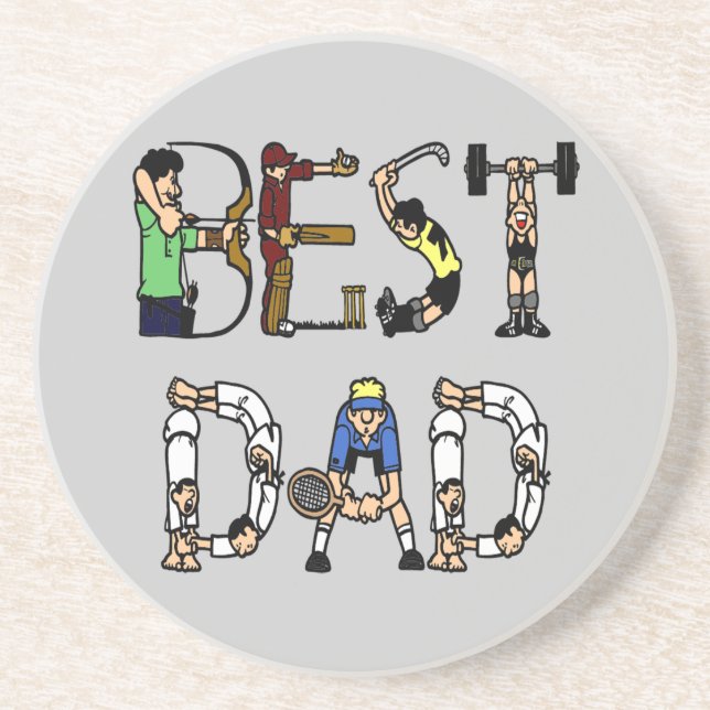 Posavasos De Arenisca Monstruo de texto para deportes de mejor papá (Frente)