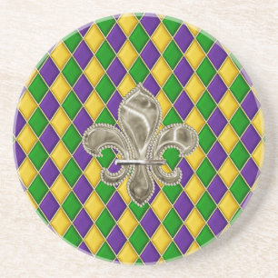 Posavasos De Arenisca Monstruo del patrón de Harlequin del Mardi Gras co