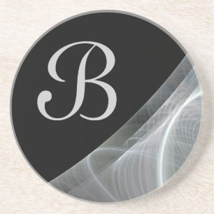 Posavasos De Arenisca Monstruo Fractal Corner Series-14 B&W—1 de