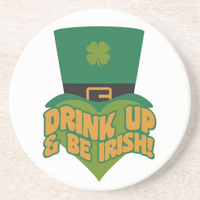 Posavasos De Arenisca Monstruo personalizado Leprechaun (Frente)