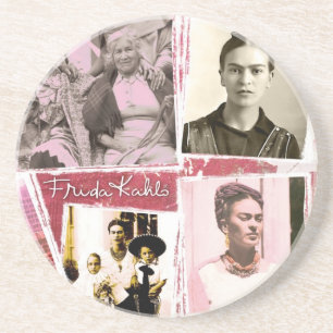 Posavasos De Arenisca Montaje de la foto de Frida Kahlo