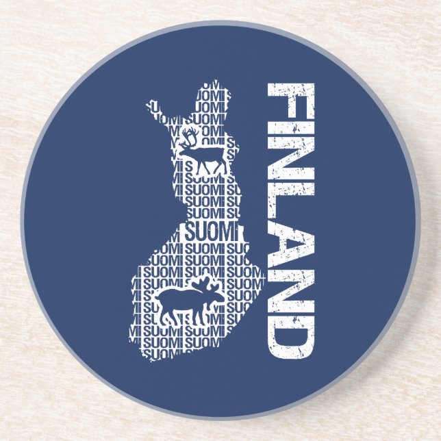 Posavasos De Arenisca Montaña de personalizable FINLAND MAP (Frente)