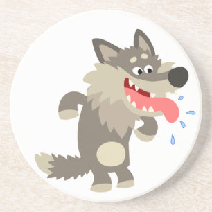 Posavasos De Arenisca Montaña Rusa del Lobo de Dibujos Animados Hambrien