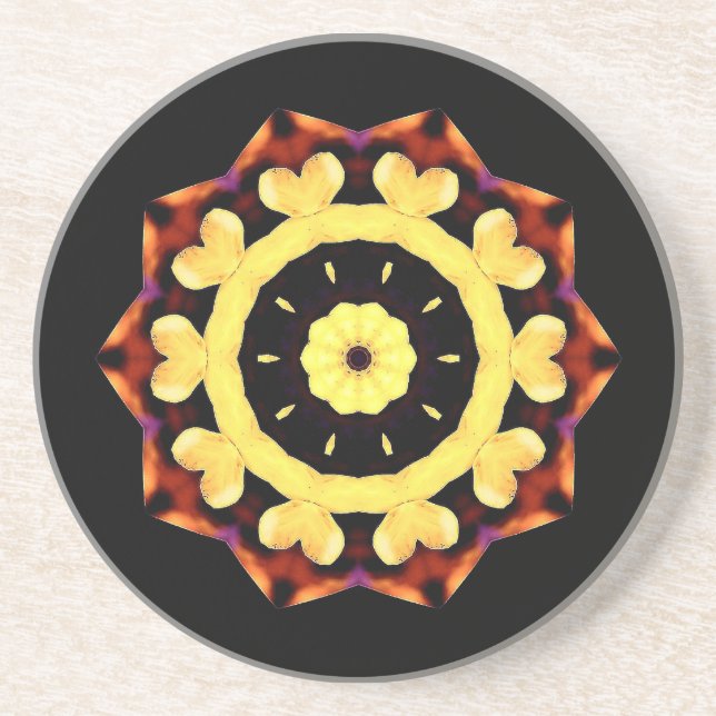 Posavasos De Arenisca Montaña Rusa del Sol Amarillo (Frente)