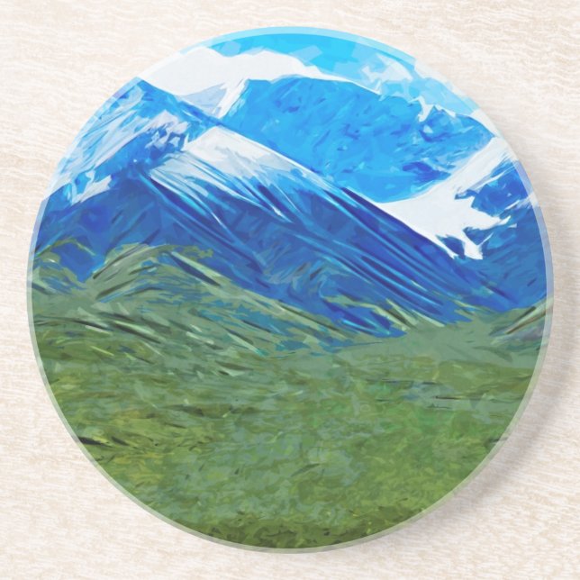 Posavasos De Arenisca Montañas y cielo del extracto de Denali Alaska (Frente)
