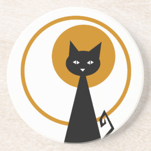 Posavasos De Arenisca Montura de gato negra