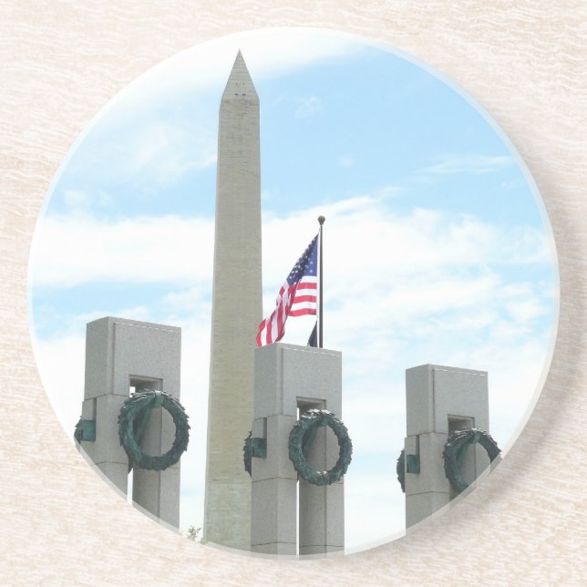 Posavasos De Arenisca Monumento a Washington y Monumento a la Segunda Gu (Frente)